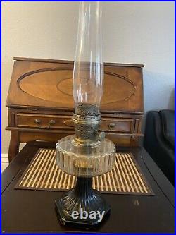 Aladdin 1935 Model B-104 Corinthian Kerosene Lamp, Clear Beta Crystal Bowl Base