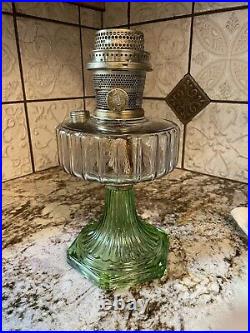 Aladdin 1936 Model B-105 Green, Clear Beta Kerosene Corinthian Lamp, Oil Lamp