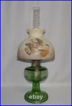 Aladdin 1938 Crystal GREEN BEEHIVE Kerosene Lamp Complete with Goose/Duck Shade