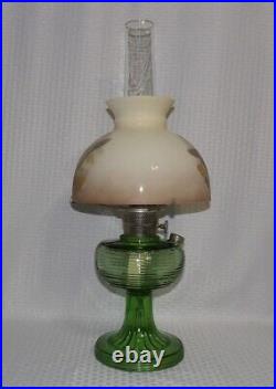 Aladdin 1938 Crystal GREEN BEEHIVE Kerosene Lamp Complete with Goose/Duck Shade