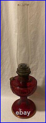 Aladdin 1939 Model B-62 Short Lincoln Drape Ruby Red Kerosene Lamp