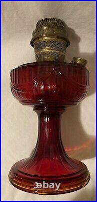 Aladdin 1939 Model B-62 Short Lincoln Drape Ruby Red Kerosene Lamp