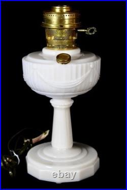 Aladdin 1940-49 B-75 Post War Alacite V-Foot Oil Lamp withBrass Electric Burner