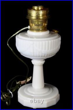 Aladdin 1940-49 B-75 Post War Alacite V-Foot Oil Lamp withBrass Electric Burner