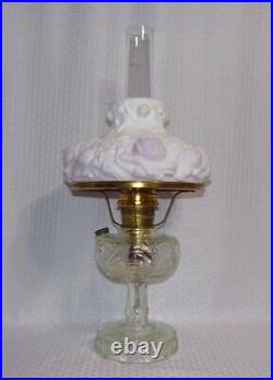 Aladdin 1941 CRYSTAL Washington Drape Kerosene Lamp with Cased PUFFY ROSE Shade