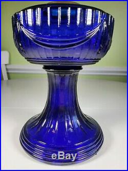 Aladdin 1976 Reissue Cobalt Blue Short Lincoln Drape glass lamp front only