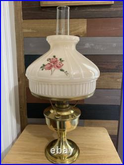 Aladdin # 23 Brass Electric Table Lamp with Case Glass Signed Shade