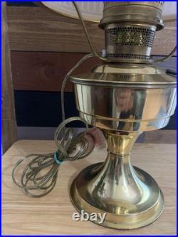 Aladdin # 23 Brass Electric Table Lamp with Case Glass Signed Shade