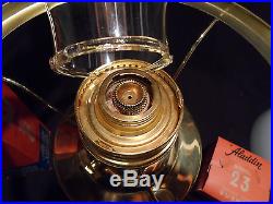 Aladdin #23 Brass Lamp Loxon Chimney P979907 Burner P. 230006 Milk Shade England