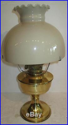 Aladdin 23 Brass Oil Lamp with Cream Shade Top Ruffled with Wick Kerosene Heritage