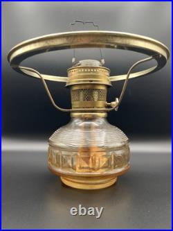 Aladdin 23 Colonial Squares Oil Lamp w Hand Painted Milk Glass Floral Shade