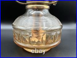 Aladdin 23 Colonial Squares Oil Lamp w Hand Painted Milk Glass Floral Shade