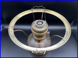 Aladdin 23 Colonial Squares Oil Lamp w Hand Painted Milk Glass Floral Shade