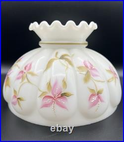 Aladdin 23 Colonial Squares Oil Lamp w Hand Painted Milk Glass Floral Shade