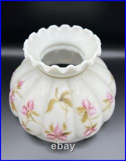 Aladdin 23 Colonial Squares Oil Lamp w Hand Painted Milk Glass Floral Shade