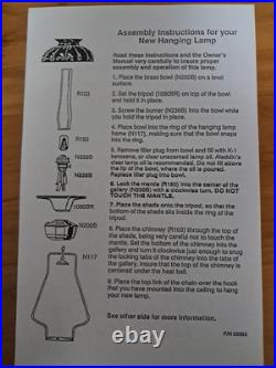 Aladdin 23 Hanging Kerosene Lamp With Chimney And Mantle New Wick