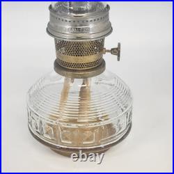 Aladdin 23 Kerosene Mantle Lamp Brass Burner Colonial Squares Clear Reservoir