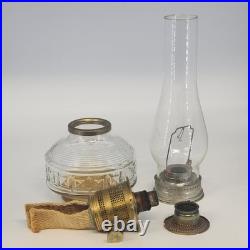 Aladdin 23 Kerosene Mantle Lamp Brass Burner Colonial Squares Clear Reservoir