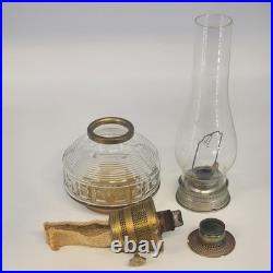Aladdin 23 Kerosene Mantle Lamp Brass Burner Colonial Squares Clear Reservoir
