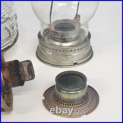 Aladdin 23 Kerosene Mantle Lamp Brass Burner Colonial Squares Clear Reservoir