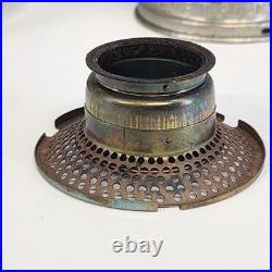 Aladdin 23 Kerosene Mantle Lamp Brass Burner Colonial Squares Clear Reservoir
