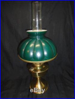 Aladdin #23 Oil Lamp Dark Green Melon Shade Orig. Lox Chimney Hong Kong