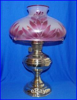 Aladdin #6 Brass Lamp with Beautiful Floral Shade