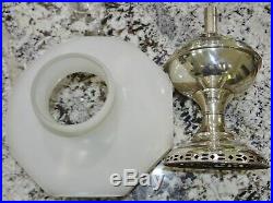 Aladdin #6 Nickel Chrome Kerosen Lamp w Original 301 Shade Vtg Antique