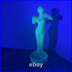 Aladdin Alacite G16 Undrilled Figural Nude Woman Table Lamp Base Uranium Glass