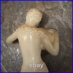 Aladdin Alacite G16 Undrilled Figural Nude Woman Table Lamp Base Uranium Glass