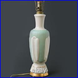 Aladdin Alacite Glass Table Lamp Celadon Green Ivory Art Deco 1940s Original