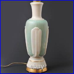 Aladdin Alacite Glass Table Lamp Celadon Green Ivory Art Deco 1940s Original