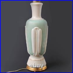 Aladdin Alacite Glass Table Lamp Celadon Green Ivory Art Deco 1940s Original