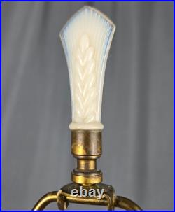 Aladdin Alacite Glass boudoir table lamp, G-252 model, Art Deco Uranium w finial