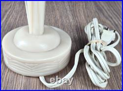Aladdin Alacite Glass boudoir table lamp, G-252 model, Art Deco Uranium w finial