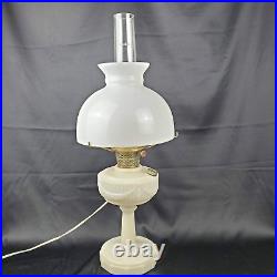 Aladdin Alacite LINCOLN DRAPE Oil Lamp Electrified 2-Light, Glass Chimney Shade