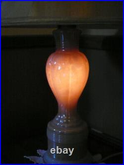 Aladdin Alacite Milk Glass Table Lamp Peach 1930s Works Art Deco