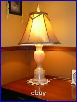 Aladdin Alacite Milk Glass Table Lamp Peach 1930s Works Art Deco