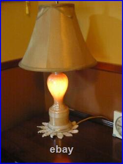 Aladdin Alacite Milk Glass Table Lamp Peach 1930s Works Art Deco