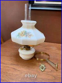 Aladdin Alacite Model B Glass Wall Mount Oil Lamp With Brass Bracket And Shade