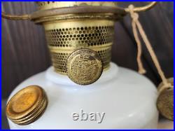 Aladdin Alacite Oil Lamp Model B 1940s Nu-Type White 10 1/2 in