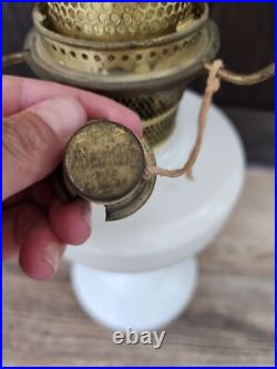 Aladdin Alacite Oil Lamp Model B 1940s Nu-Type White 10 1/2 in