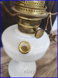 Aladdin Alacite Oil Lamp Model B 1940s Nu-Type White 10 1/2 in