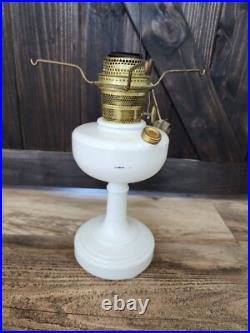 Aladdin Alacite Oil Lamp Model B 1940s Nu-Type White 10 1/2 in