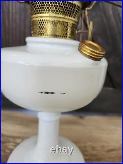 Aladdin Alacite Oil Lamp Model B 1940s Nu-Type White 10 1/2 in