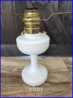 Aladdin Alacite Oil Lamp Model B 1940s Nu-Type White 10 1/2 in