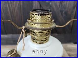 Aladdin Alacite Oil Lamp Model B 1940s Nu-Type White 10 1/2 in