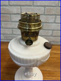 Aladdin Alacite Tall Lincoln Drape Oil Lamp with Model 23 Burner Pink White