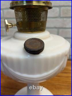 Aladdin Alacite Tall Lincoln Drape Oil Lamp with Model 23 Burner Pink White