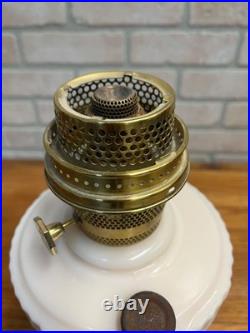 Aladdin Alacite Tall Lincoln Drape Oil Lamp with Model 23 Burner Pink White